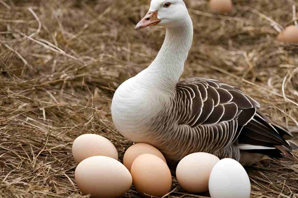 how many eggs does a goose lay before sitting